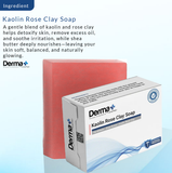 Derma+ Cure Pink kaolin clay soap bar | Absorbs the sebum, mattifies the skin and cleans the impurities | Paraben & SLS free | Certified & Clinically Proven | 125gm Pack of 1