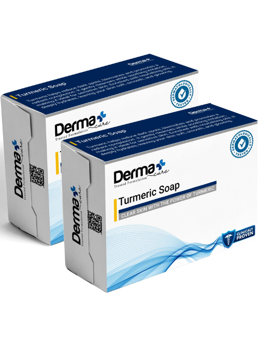 Derma+ Cure Turmeric Collagen Soap bar | Moisturizing | Hydrated | Reduce fine lines and wrinkles | Reduce dark spots, brighten, smooth, clean acne | Combo Soap | Pack of 2 | 125gm each