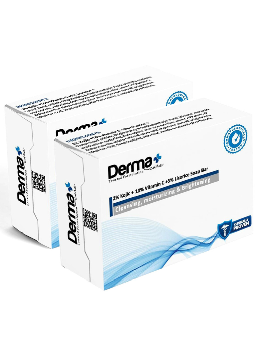 Derma+ Cure Kojic and Licorice Soap Bar | Coconut oil + licorice root oil | 125g | Pack of 2